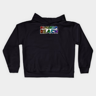 Town of Qualicum Beach - Rainbow Text Design - Colourful Provenance - Qualicum Beach Kids Hoodie